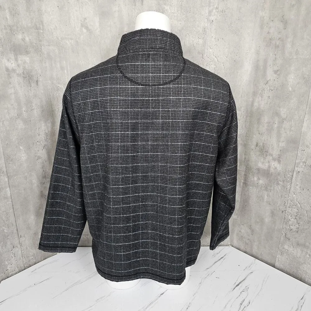 Horn Legend Mens XL Grey Plaid‎ Wool Blend 1/4 Zip Shacket Pullover Polo Jacket